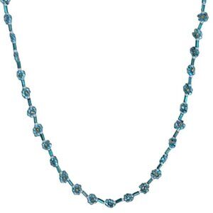 Vintage Handcrafted Boho Blue Flower Beaded Necklace Retro Fashion Jewelry Women
